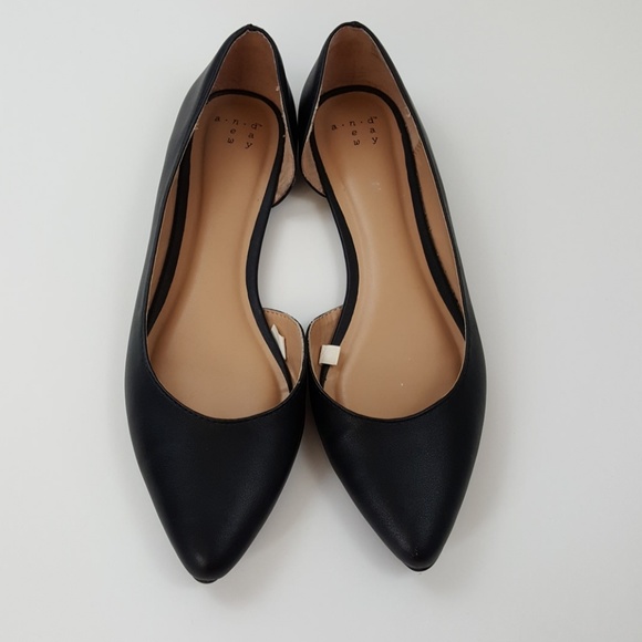 a new day Shoes - A New Day Black D'orsay Pointed Toe Flats 7.5